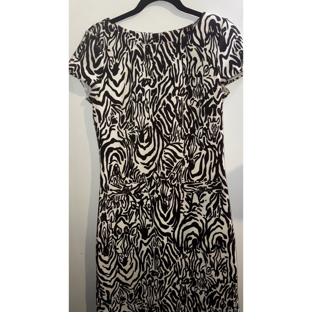Lilly Pulitzer Sz S Zebra Print Shift Dress Brown Cream Gold Button Preppy